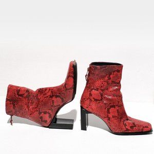 RARE Vintage 1990's Stunning Red Snake Print Booties - Stuart Weitzman Heels